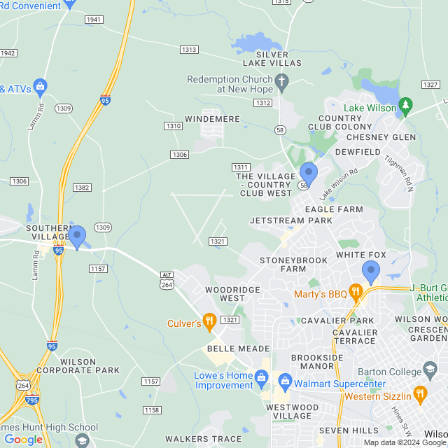 Map of veterinarians in Wilson, NC