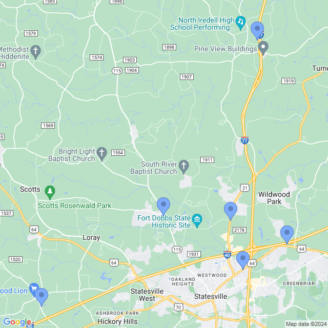 Map of veterinarians in Statesville, NC