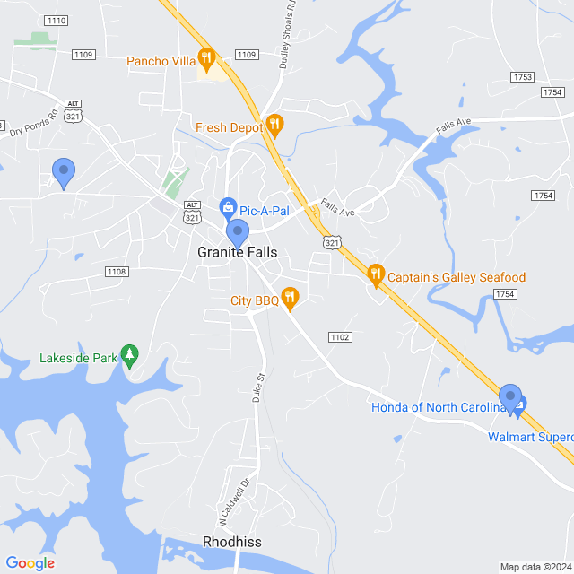 Map of veterinarians in Granite Falls, NC
