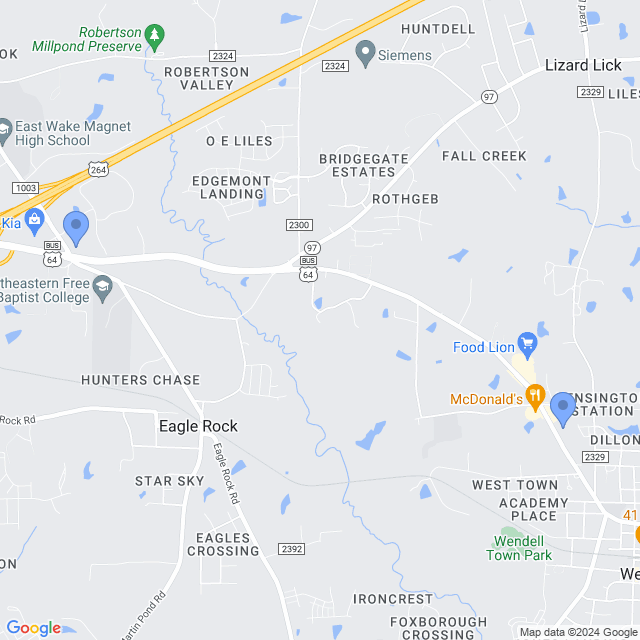 Map of veterinarians in Wendell, NC