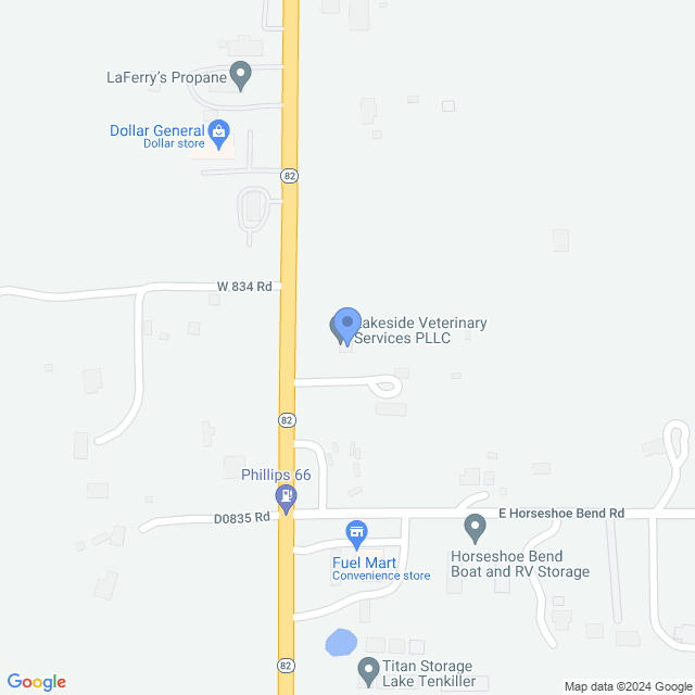 Map of veterinarians in Park Hill, OK