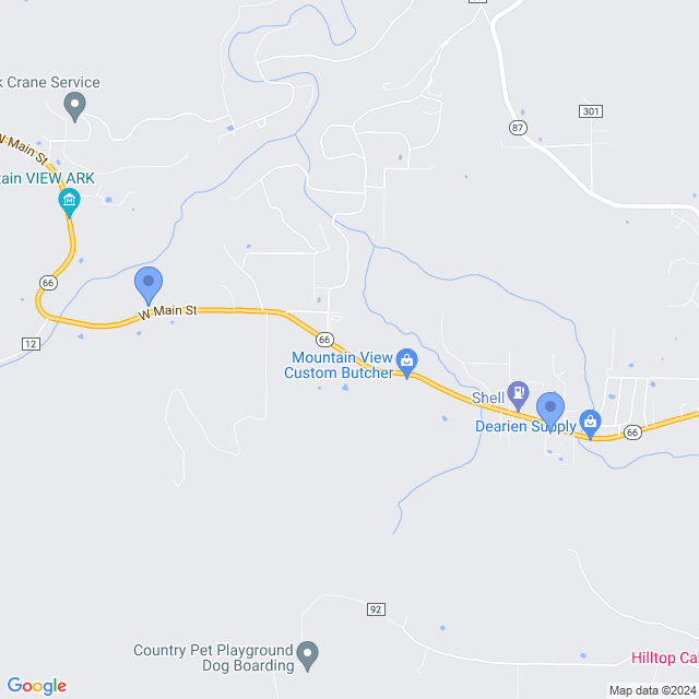 Map of veterinarians in Mountain View, AR