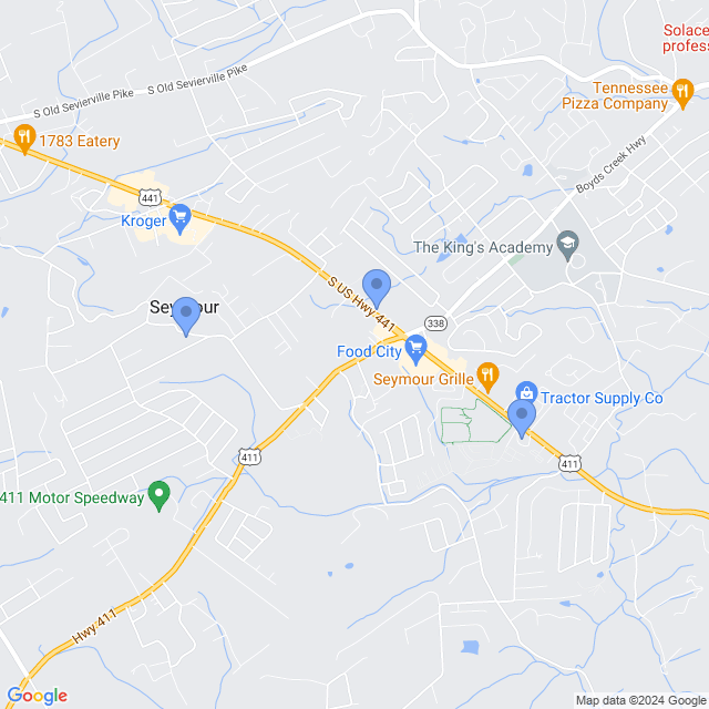 Map of veterinarians in Seymour, TN