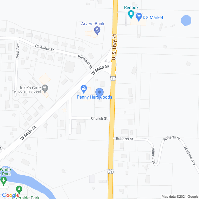 Map of veterinarians in West Fork, AR