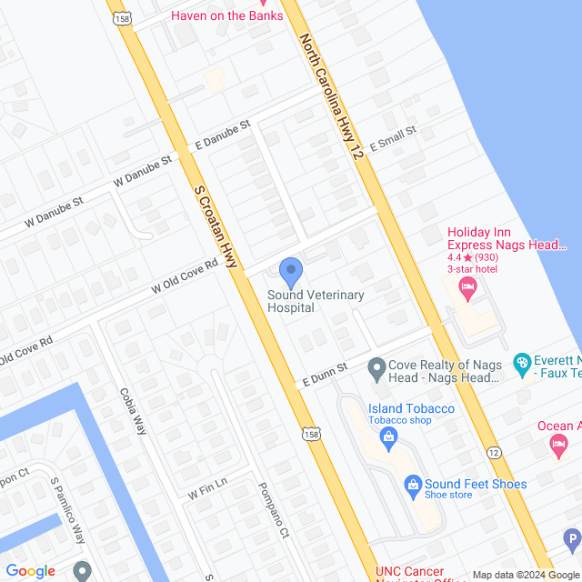 Map of veterinarians in Nags Head, NC