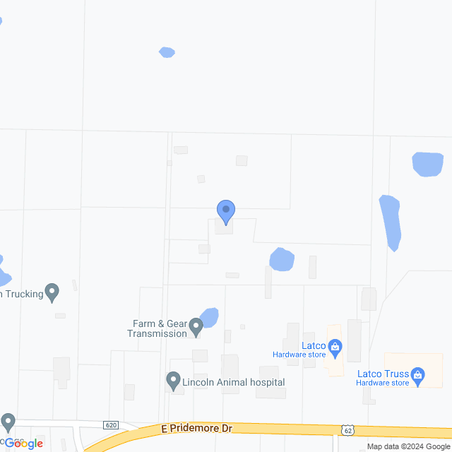 Map of veterinarians in Lincoln, AR