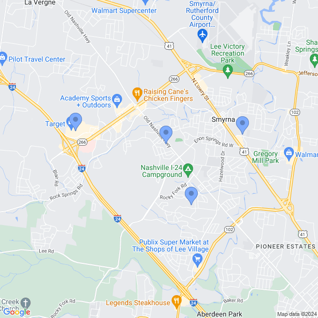Map of veterinarians in Smyrna, TN