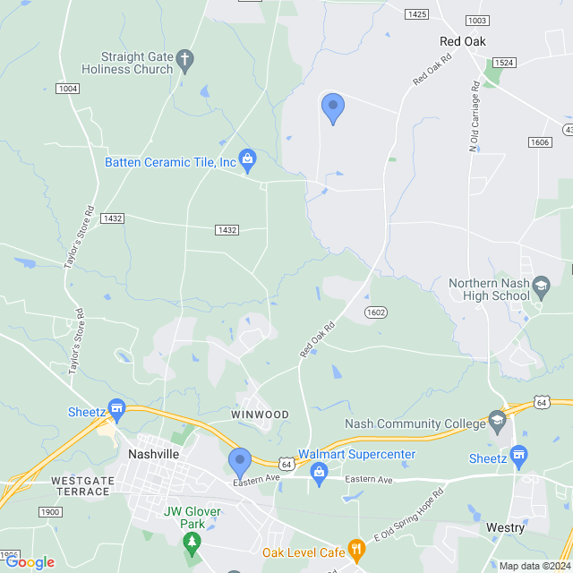 Map of veterinarians in Nashville, NC