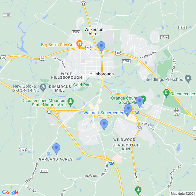 Map of veterinarians in Hillsborough, NC