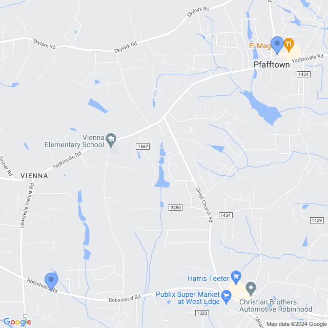 Map of veterinarians in Pfafftown, NC