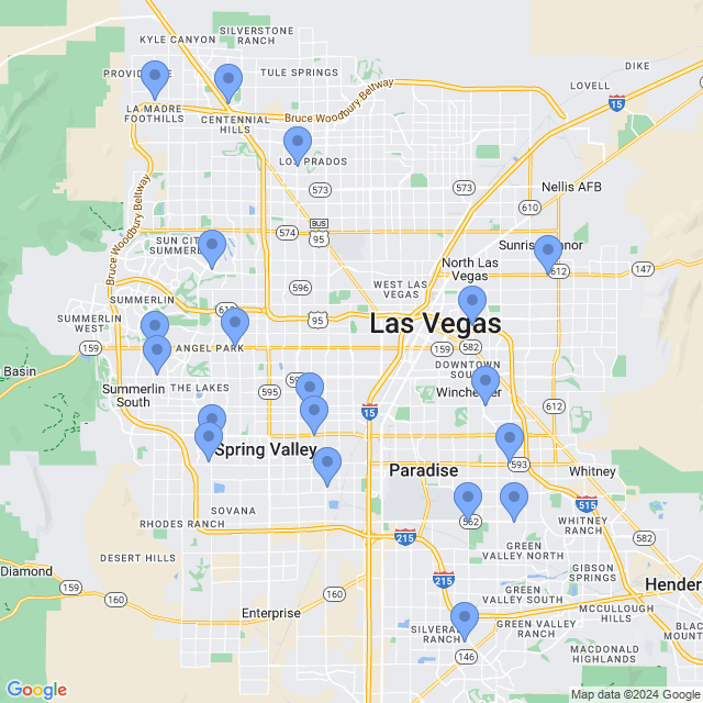 Map of veterinarians in Las Vegas, NV