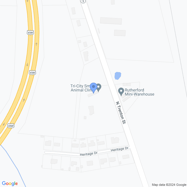 Map of veterinarians in Rutherford, TN