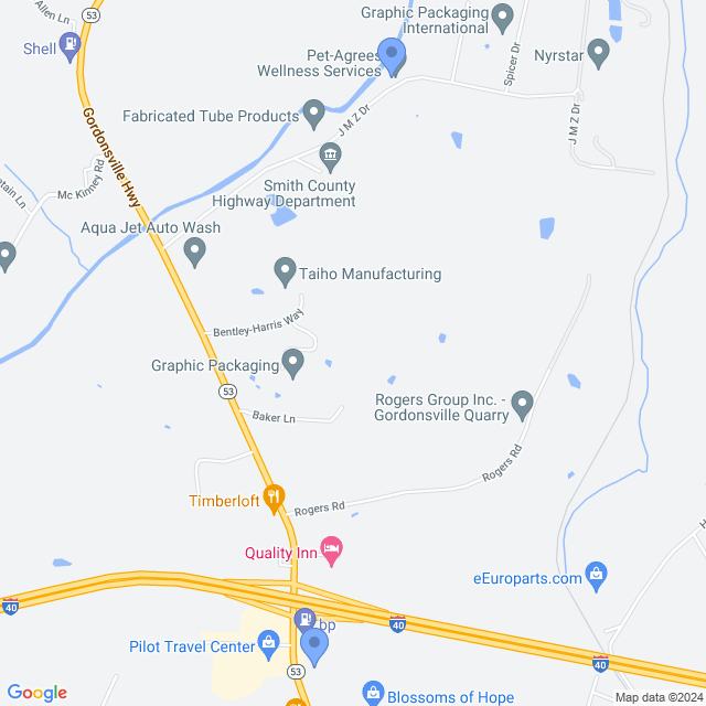Map of veterinarians in Gordonsville, TN