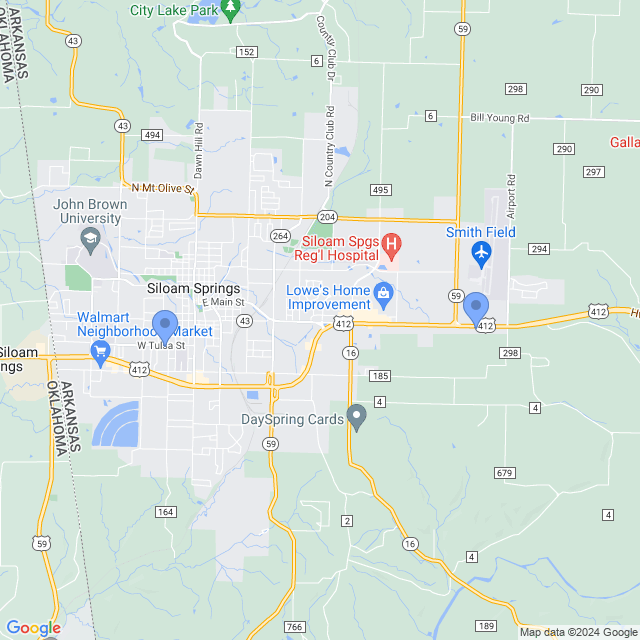 Map of veterinarians in Siloam Springs, AR