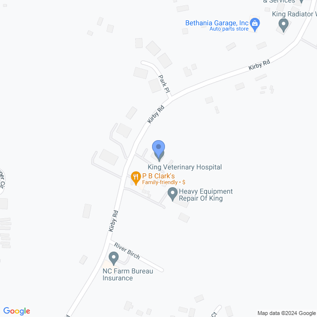 Map of veterinarians in King, NC