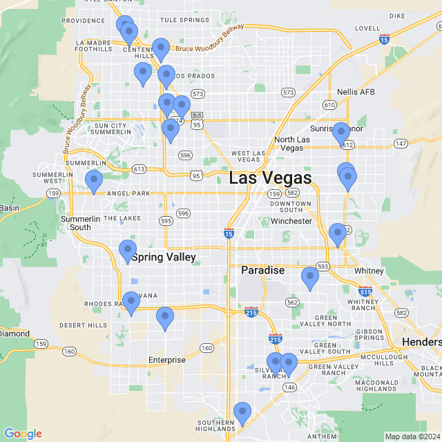 Map of veterinarians in Las Vegas, NV