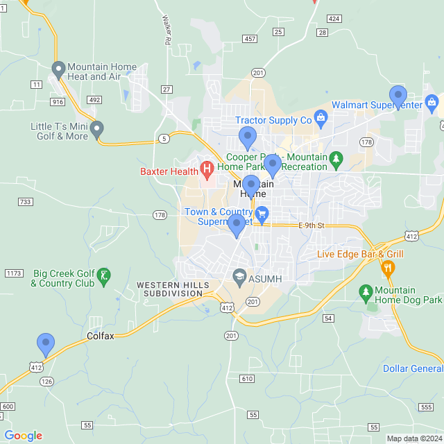 Map of veterinarians in Mountain Home, AR