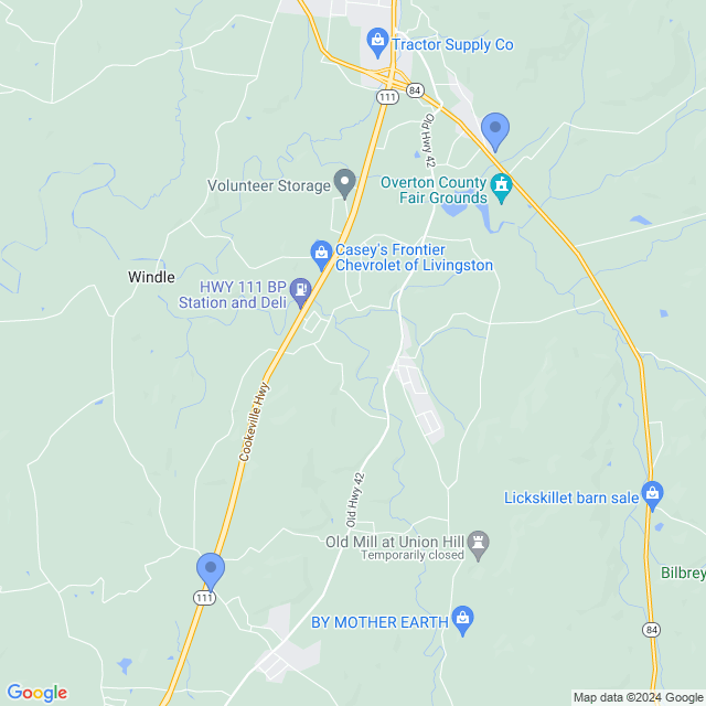 Map of veterinarians in Livingston, TN