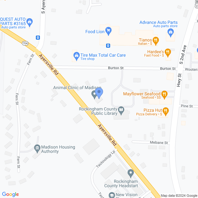 Map of veterinarians in Madison, NC