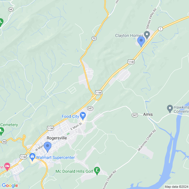 Map of veterinarians in Rogersville, TN