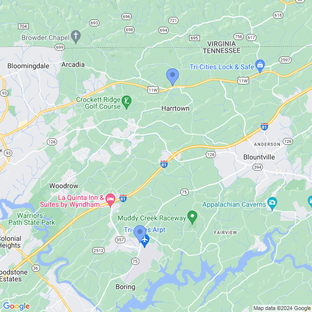 Map of veterinarians in Blountville, TN