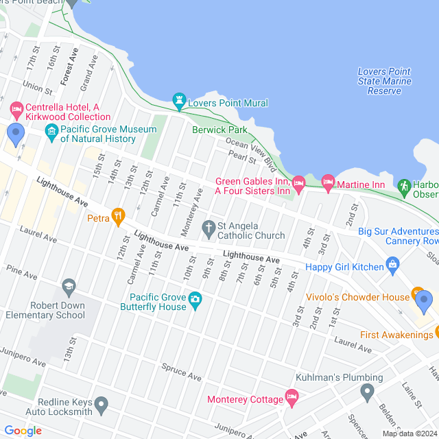 Map of veterinarians in Pacific Grove, CA