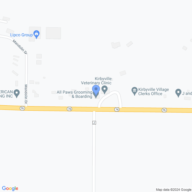 Map of veterinarians in Kirbyville, MO