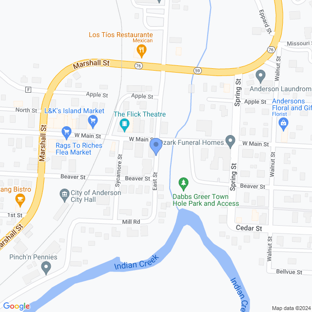Map of veterinarians in Anderson, MO