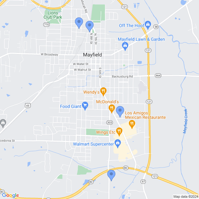Map of veterinarians in Mayfield, KY