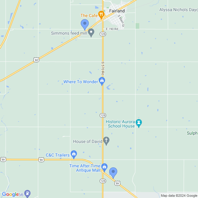 Map of veterinarians in Fairland, OK