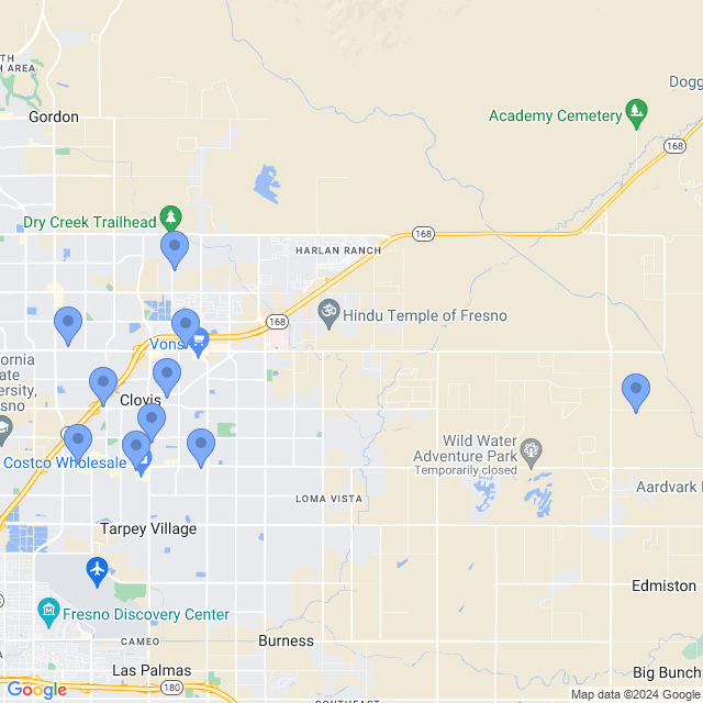 Map of veterinarians in Clovis, CA