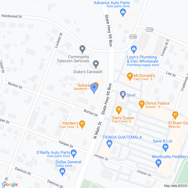 Map of veterinarians in Monticello, KY