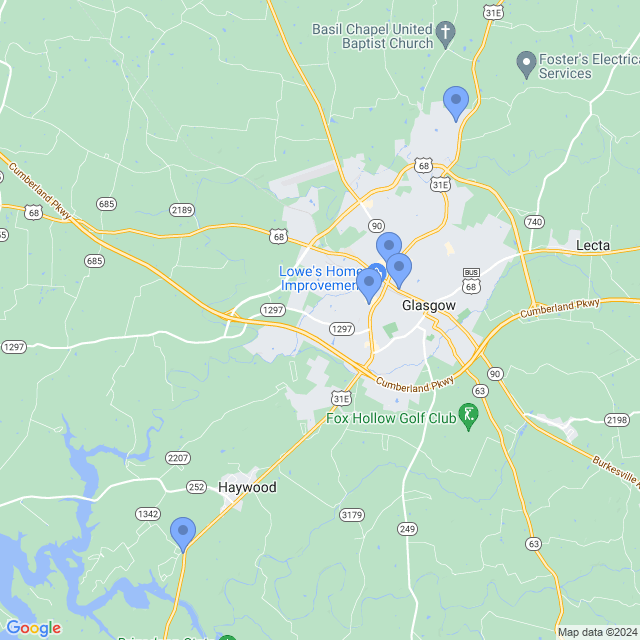 Map of veterinarians in Glasgow, KY