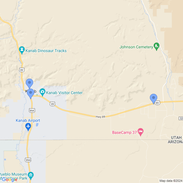 Map of veterinarians in Kanab, UT