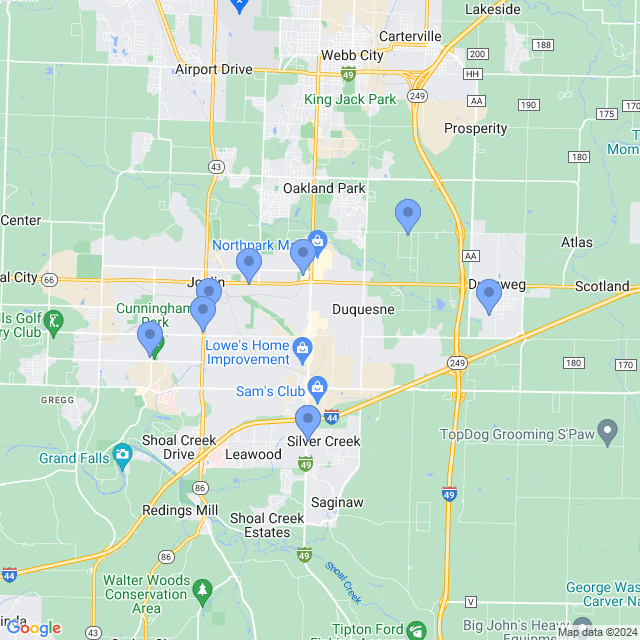 Map of veterinarians in Joplin, MO