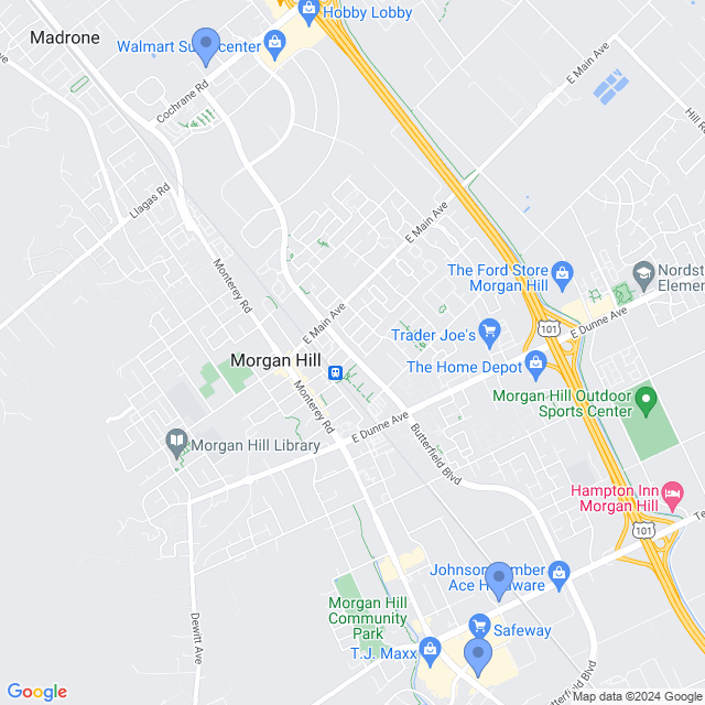 Map of veterinarians in Morgan Hill, CA