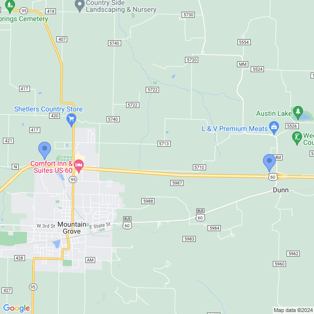 Map of veterinarians in Mountain Grove, MO