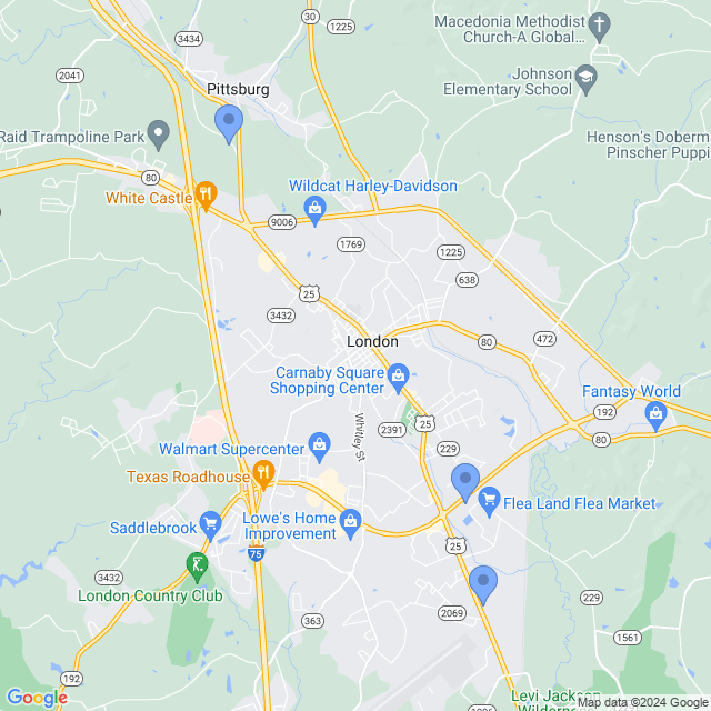 Map of veterinarians in London, KY