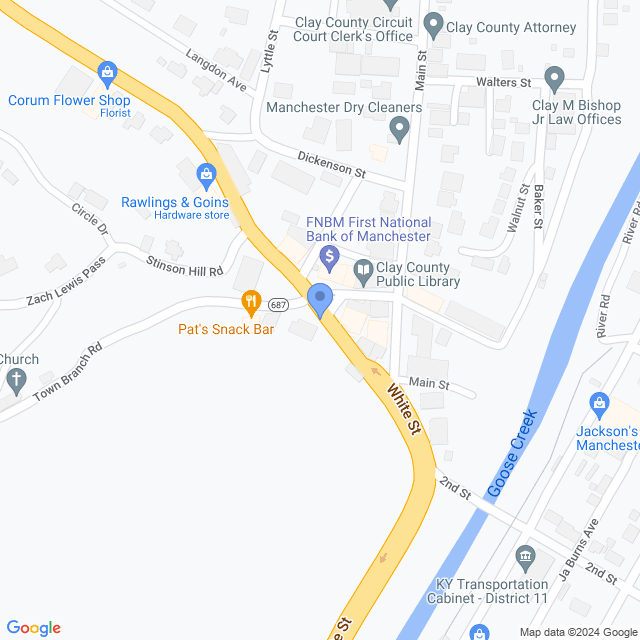 Map of veterinarians in Manchester, KY