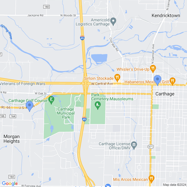 Map of veterinarians in Carthage, MO