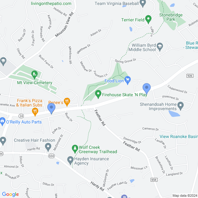 Map of veterinarians in Vinton, VA