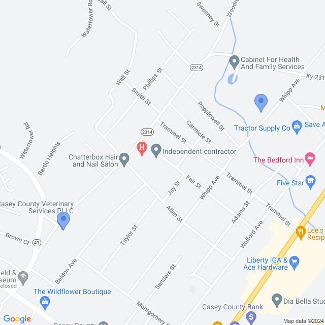 Map of veterinarians in Liberty, KY