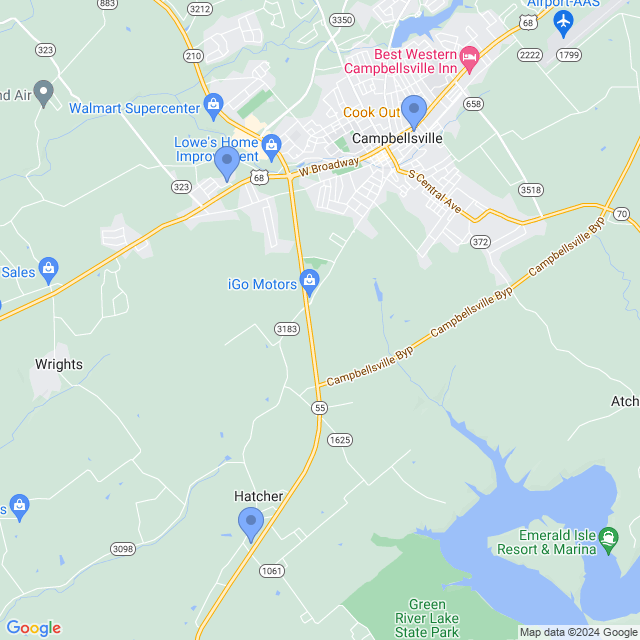 Map of veterinarians in Campbellsville, KY