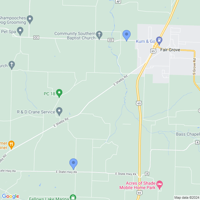 Map of veterinarians in Fair Grove, MO