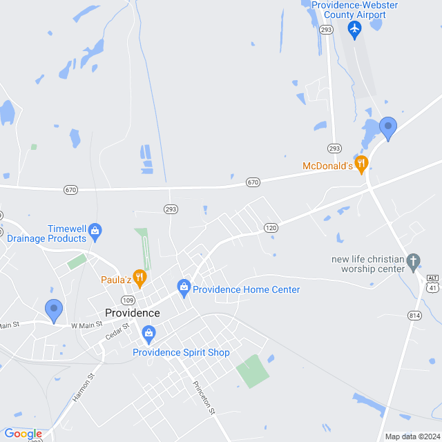 Map of veterinarians in Providence, KY