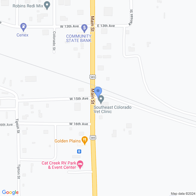 Map of veterinarians in Springfield, CO
