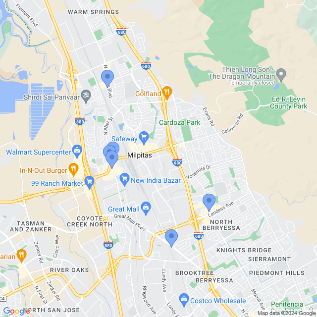 Map of veterinarians in Milpitas, CA