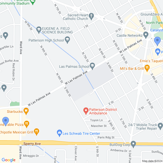 Map of veterinarians in Patterson, CA