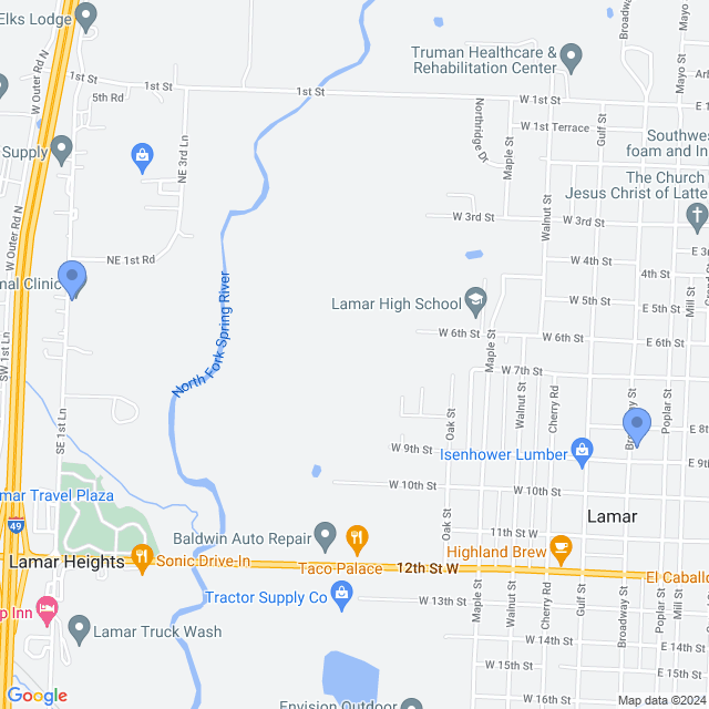 Map of veterinarians in Lamar, MO