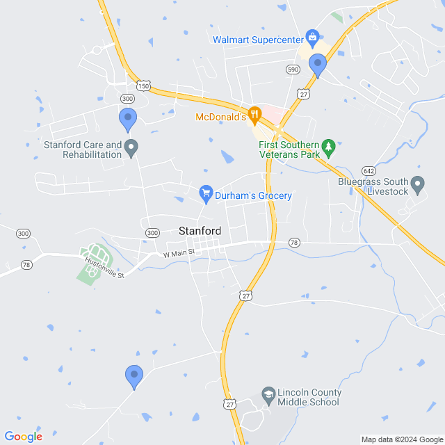 Map of veterinarians in Stanford, KY